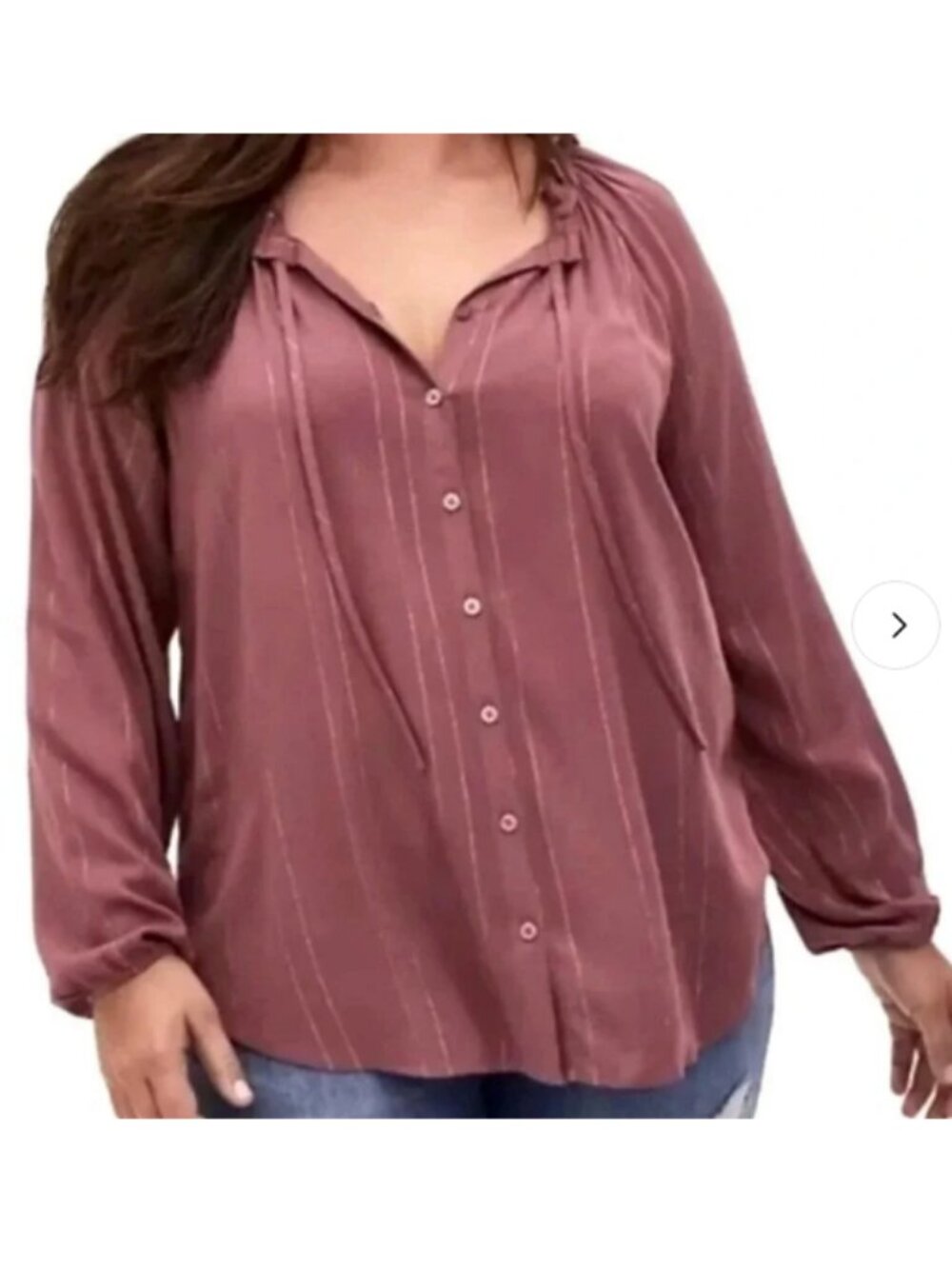 Torrid Plus Size 3 3X 22 24 Rose Pink w/ Gold Peasant Button Blouse / Top